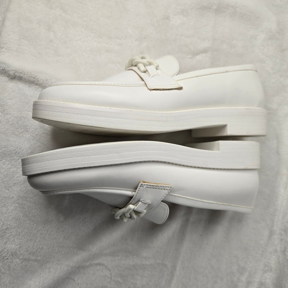 Marc Fisher Babbea White Chain Link Platform Loafers MFBABBEA Womens 8M - Picture 5 of 9
